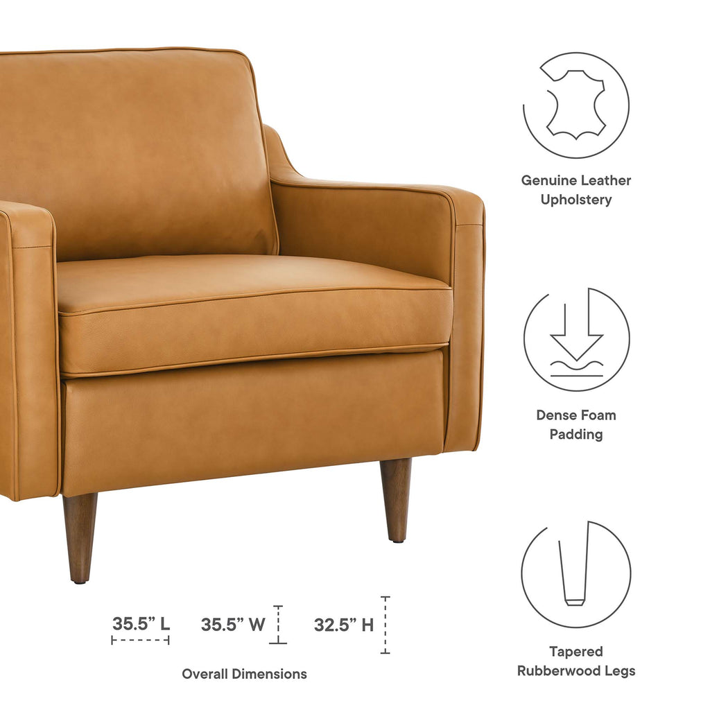 Impart Genuine Leather Armchair - Tan