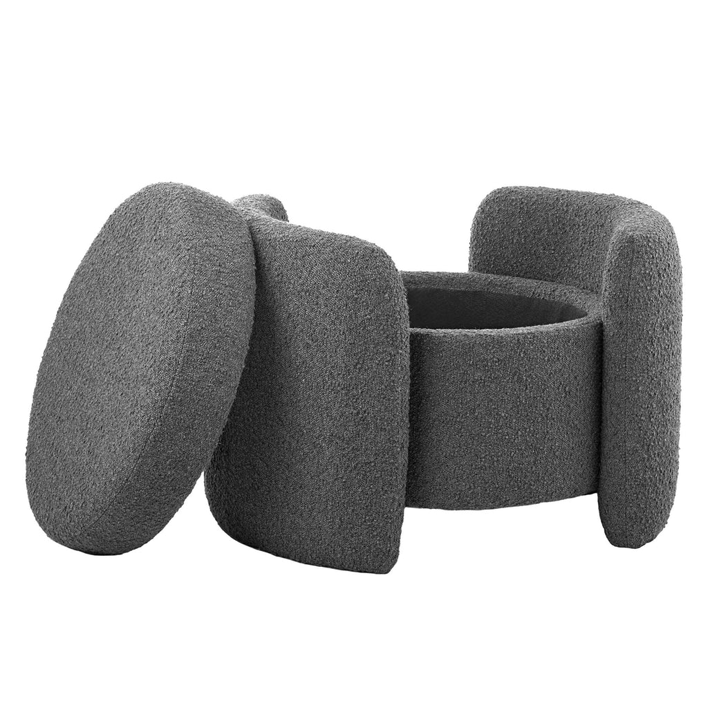 Nebula Boucle Upholstered Ottoman - Charcoal