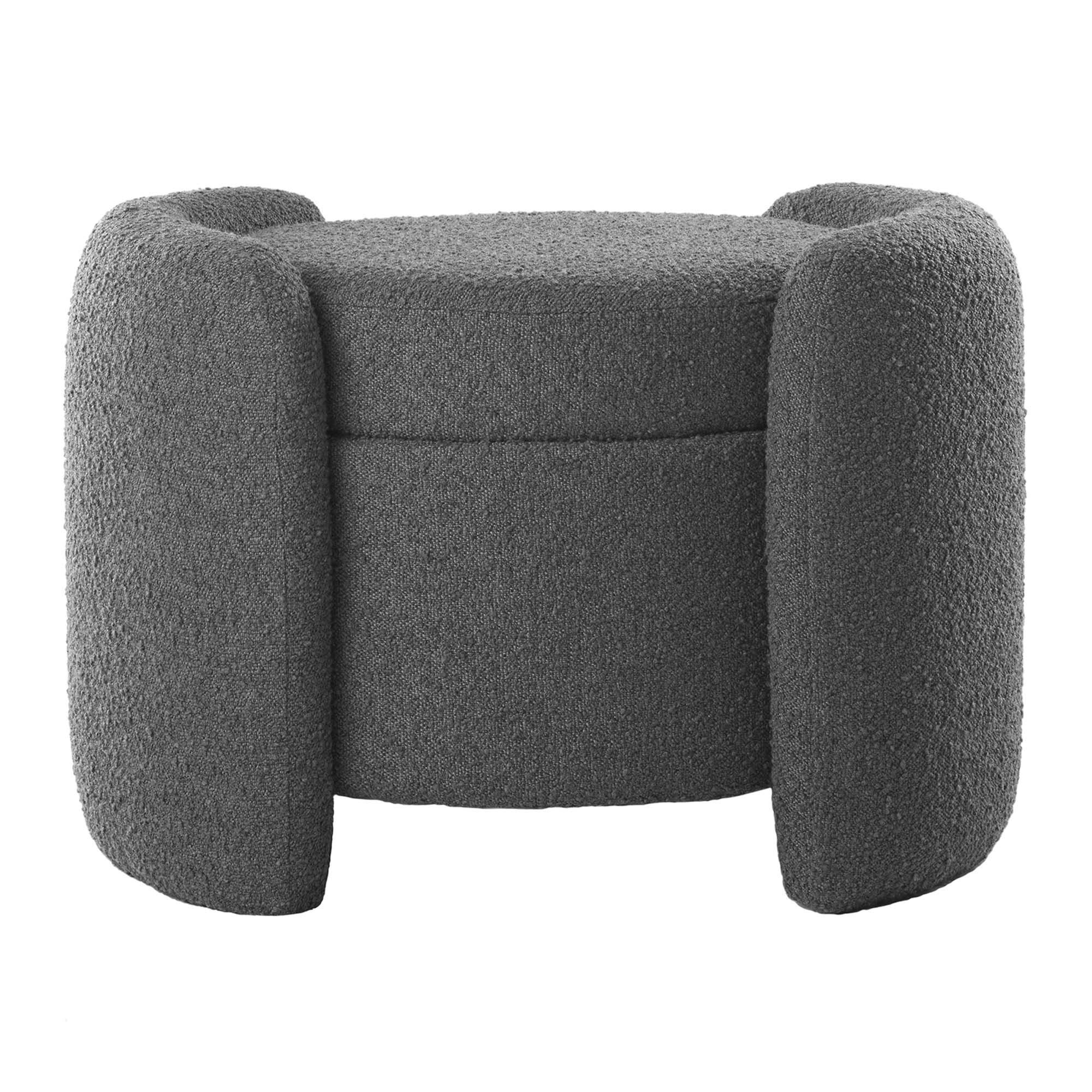 Nebula Boucle Upholstered Ottoman - Charcoal