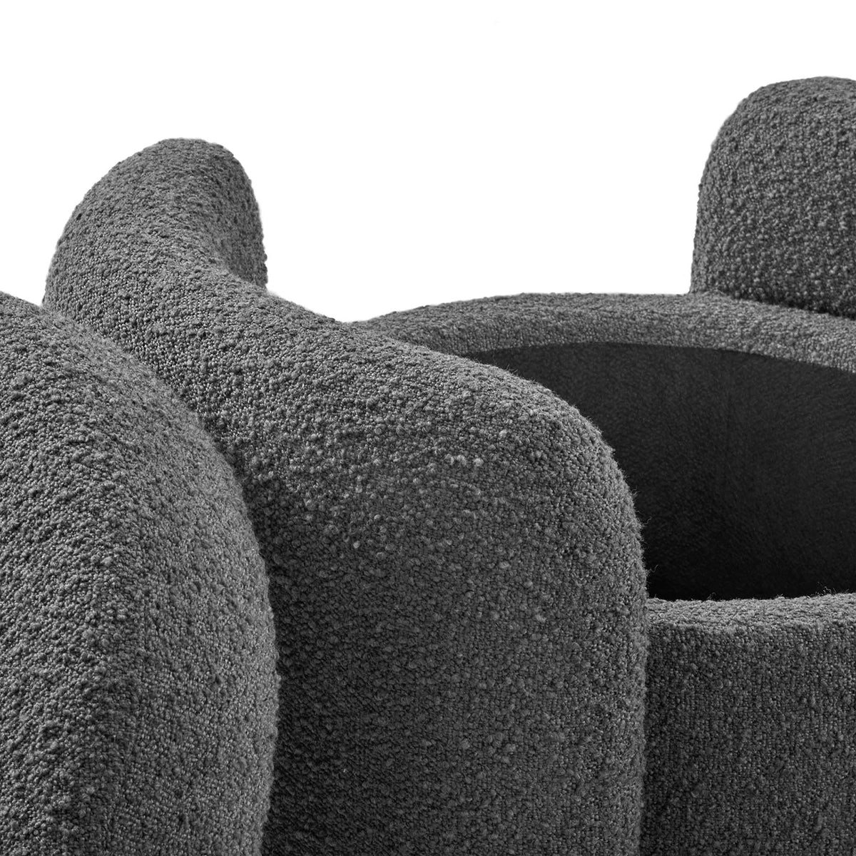Nebula Boucle Upholstered Ottoman - Charcoal