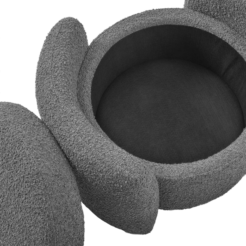 Nebula Boucle Upholstered Ottoman - Charcoal