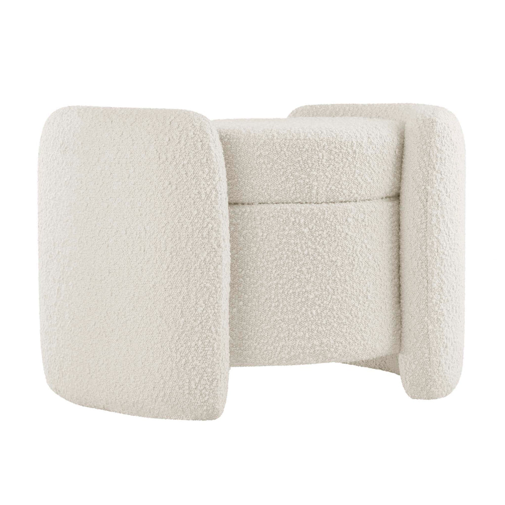 Nebula Boucle Upholstered Ottoman - Ivory