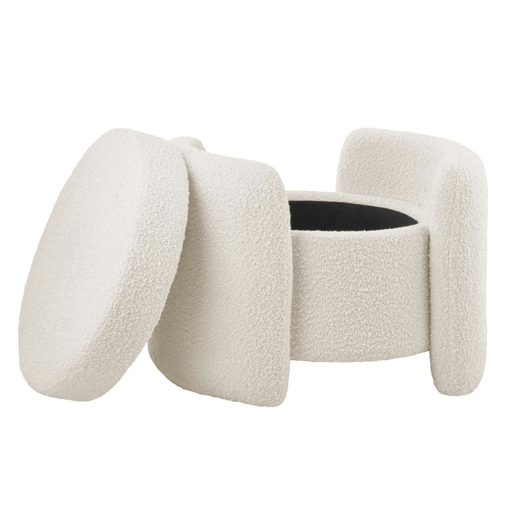 Nebula Boucle Upholstered Ottoman - Ivory