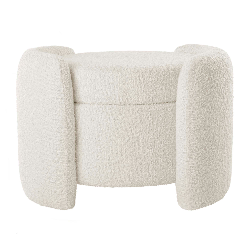 Nebula Boucle Upholstered Ottoman - Ivory