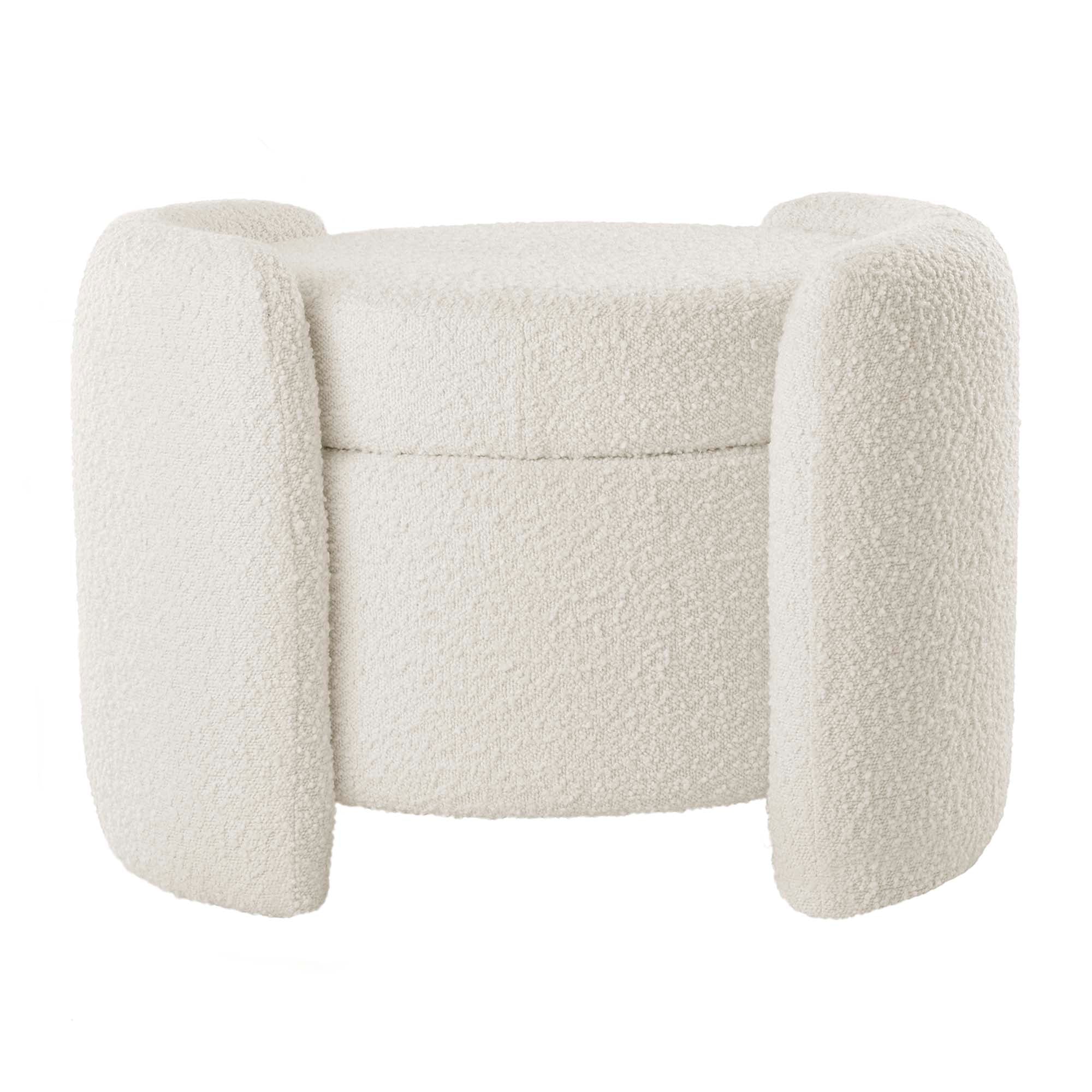 Nebula Boucle Upholstered Ottoman - Ivory