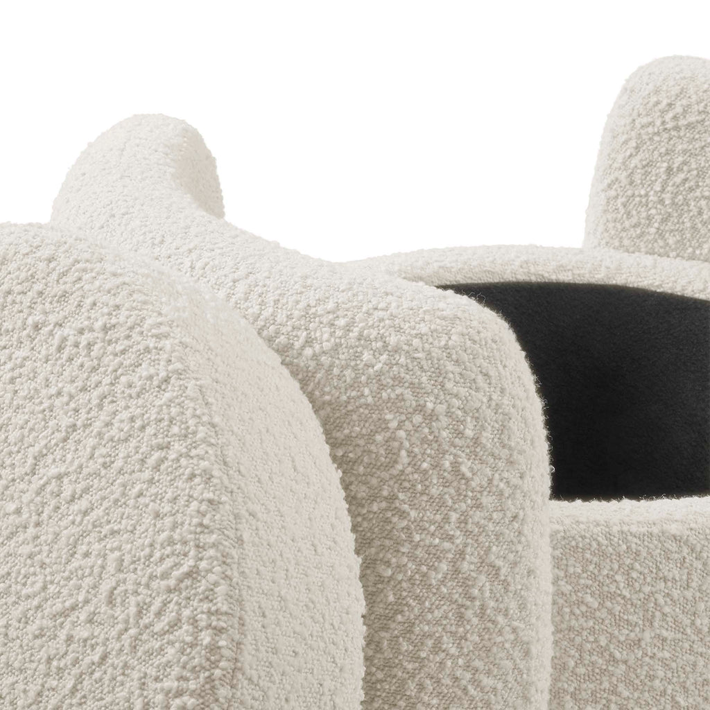 Nebula Boucle Upholstered Ottoman - Ivory