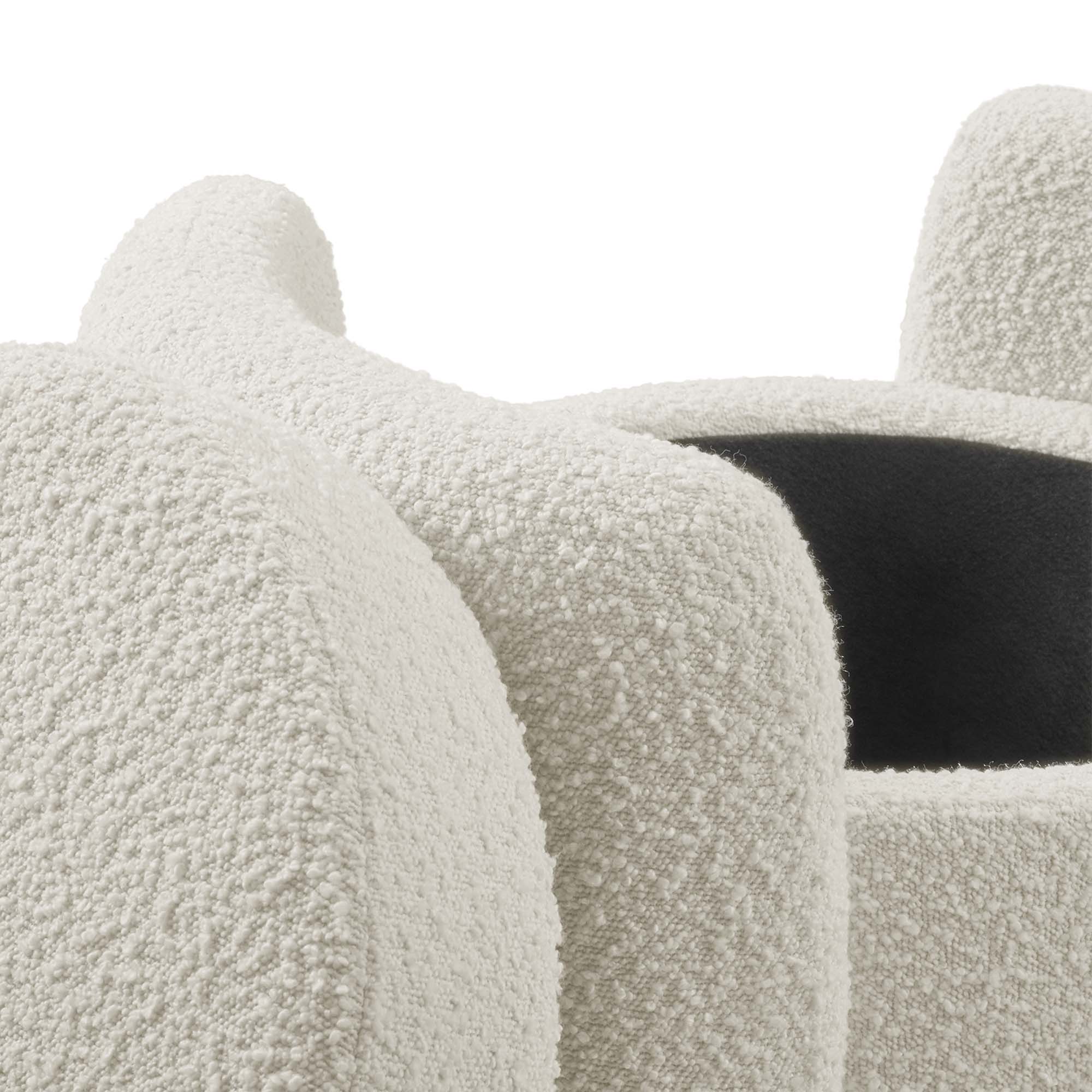 Nebula Boucle Upholstered Ottoman - Ivory