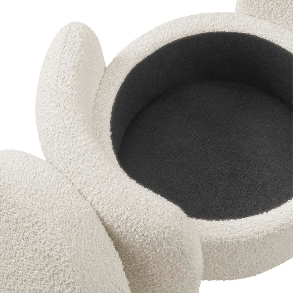 Nebula Boucle Upholstered Ottoman - Ivory