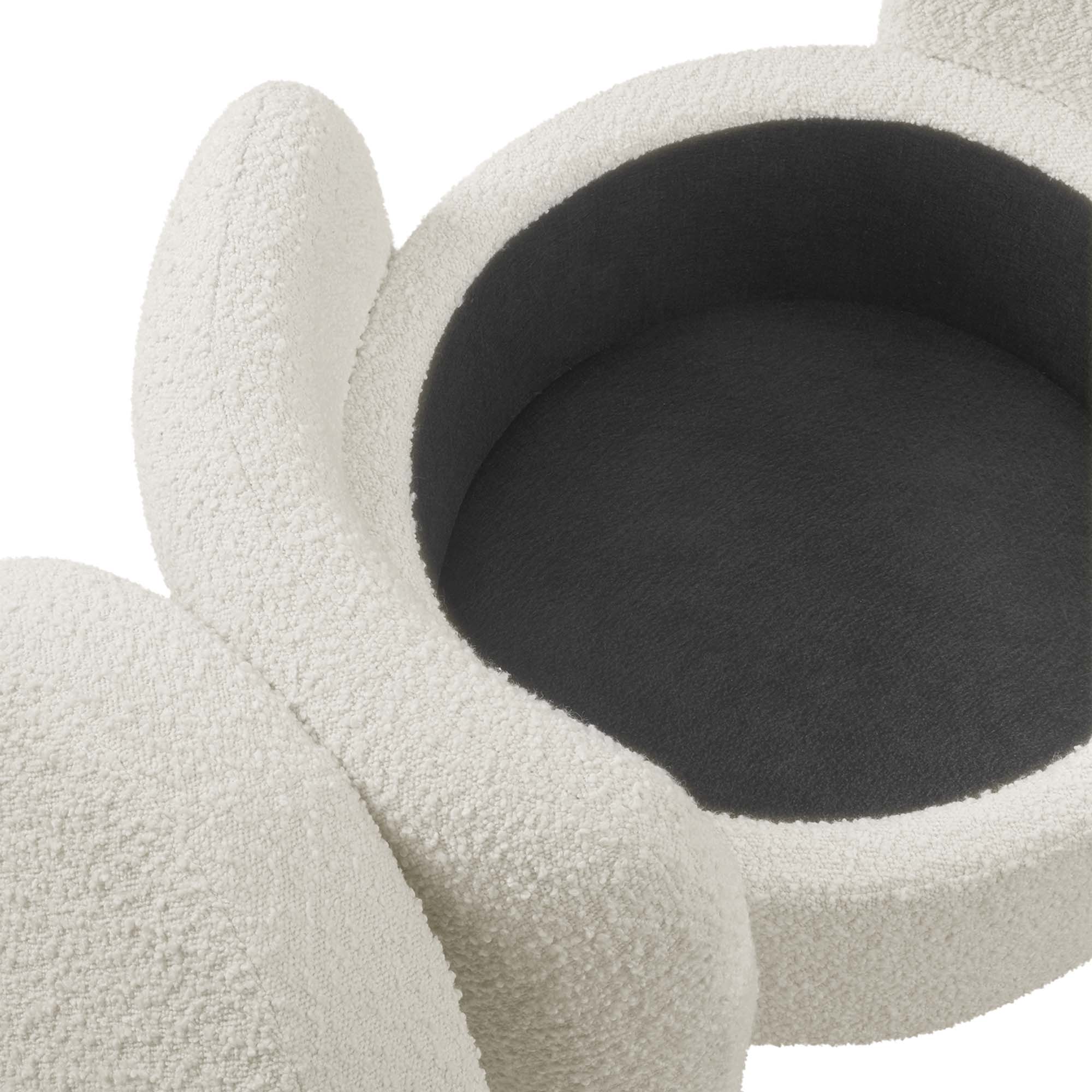 Nebula Boucle Upholstered Ottoman - Ivory