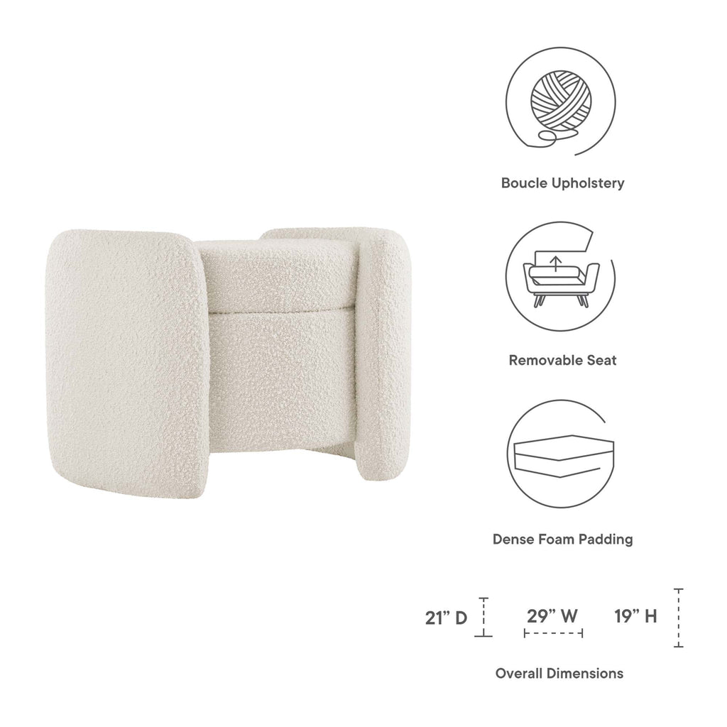 Nebula Boucle Upholstered Ottoman - Ivory