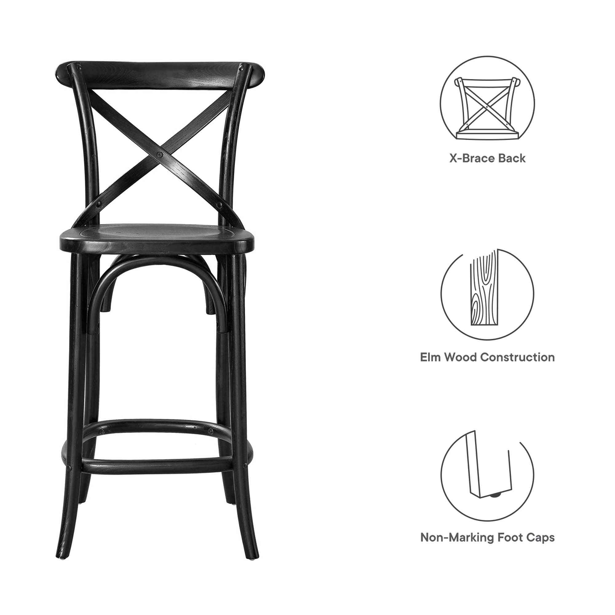 Gear Counter Stool - Black (EEI-5562-BLK)