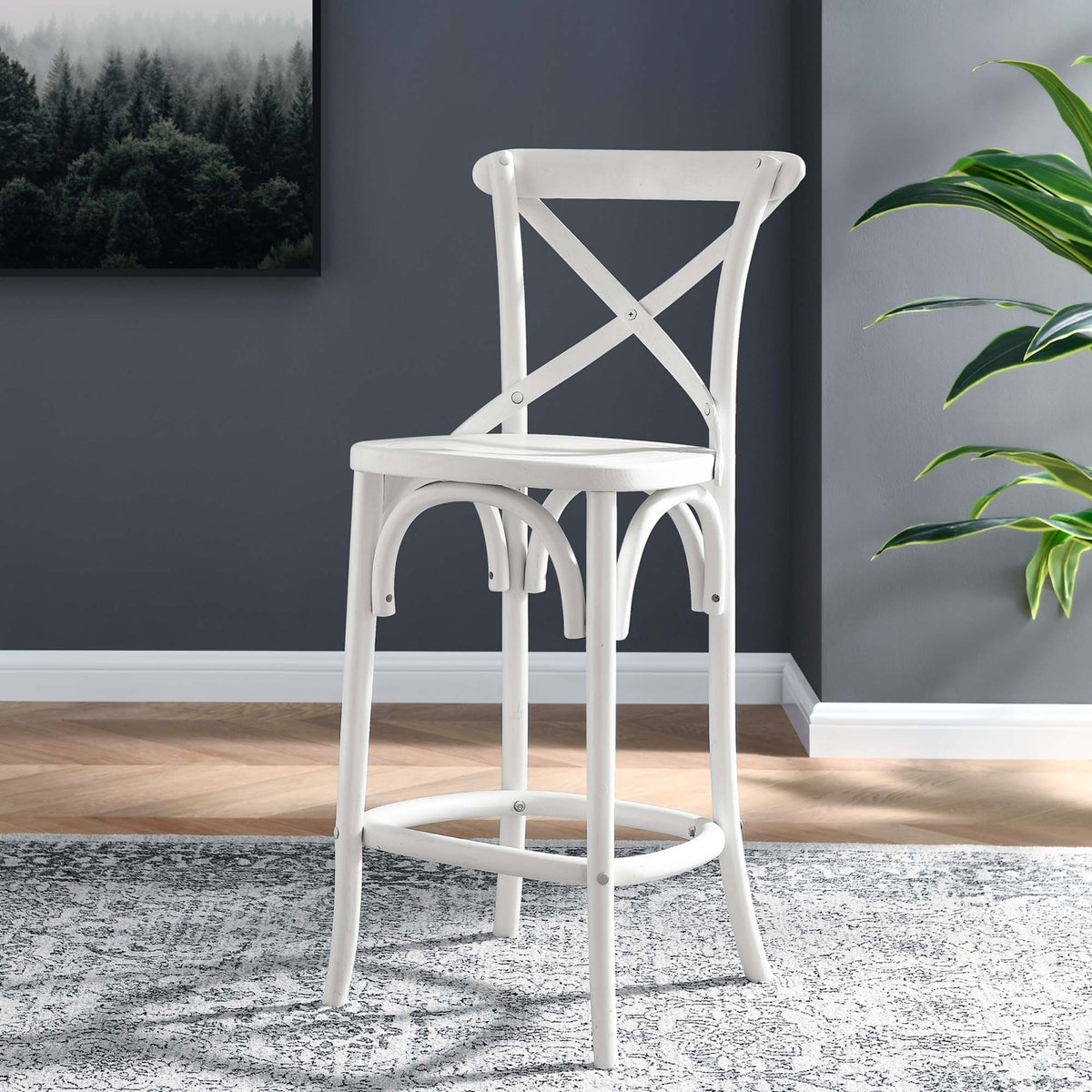 Gear Counter Stool - White (EEI-5562-WHI)