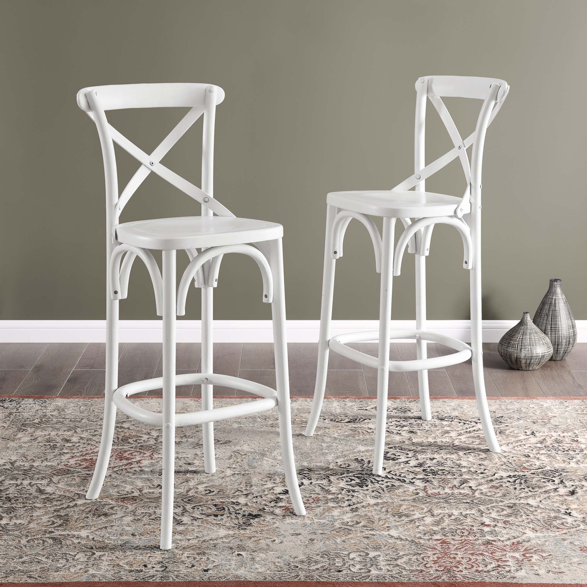 Gear Bar Stool - White (EEI-5563-WHI)