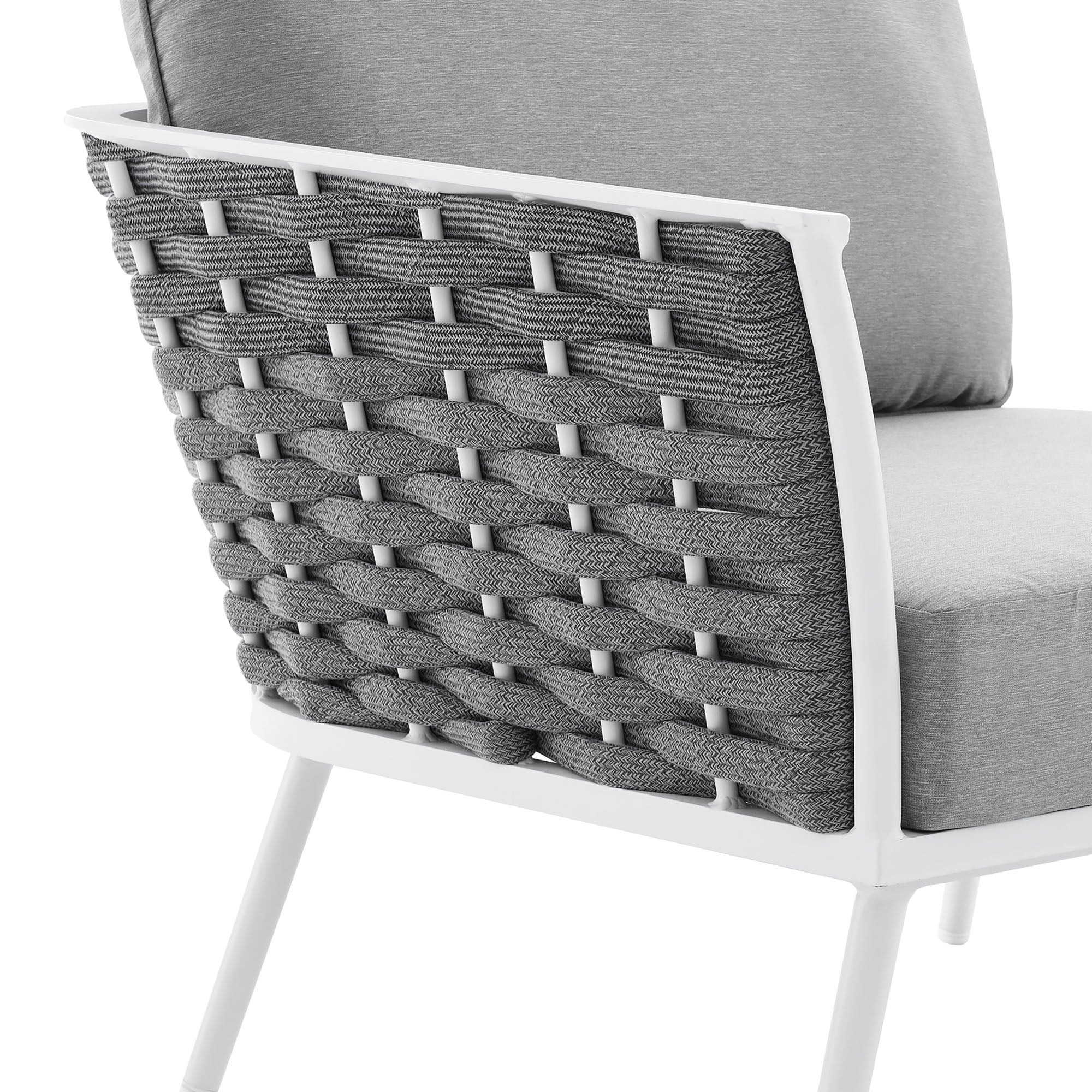 Stance Outdoor Patio Aluminum Left-Facing Armchair - White Gray