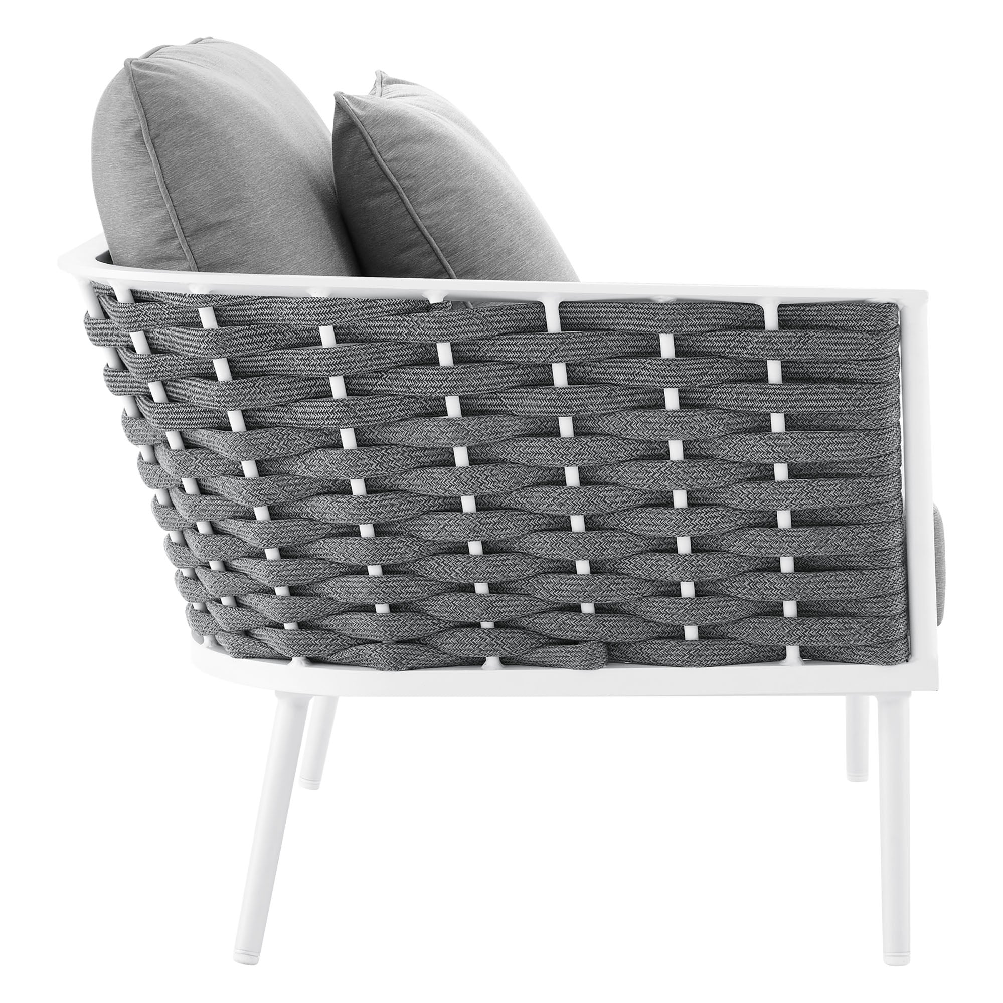 Stance Outdoor Patio Aluminum Left-Facing Armchair - White Gray
