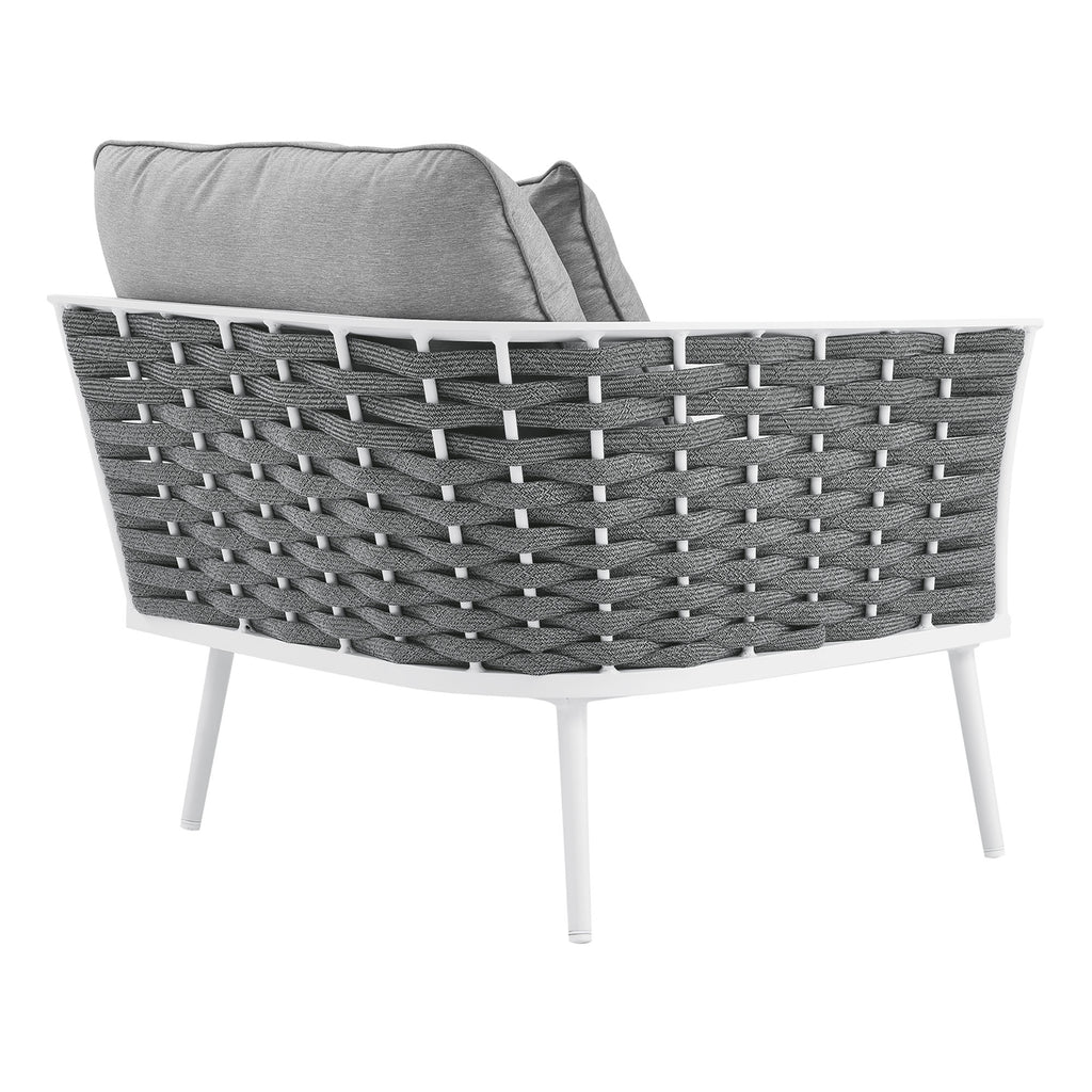 Stance Outdoor Patio Aluminum Left-Facing Armchair - White Gray
