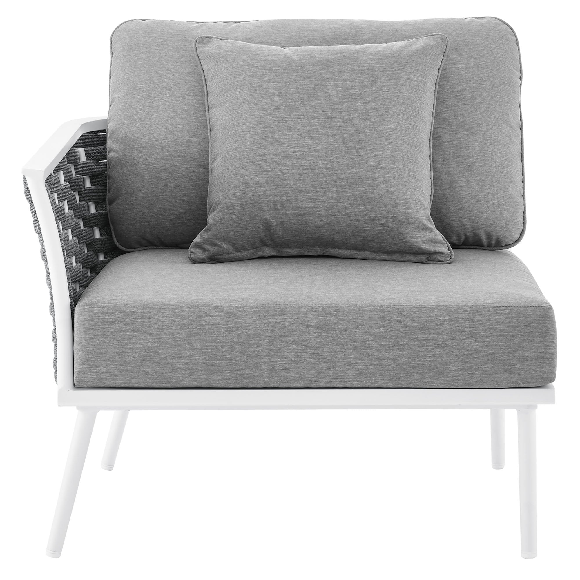 Stance Outdoor Patio Aluminum Left-Facing Armchair - White Gray