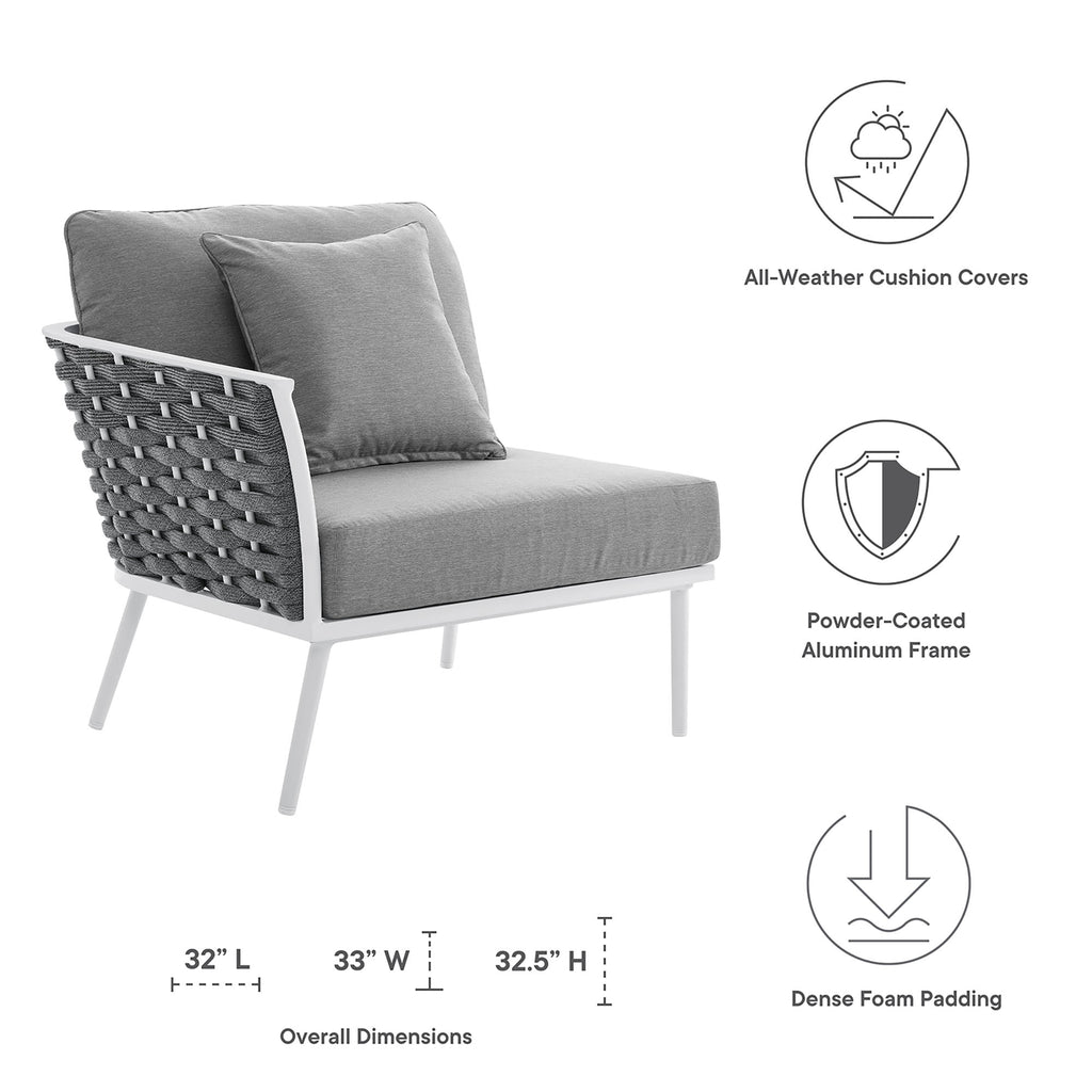 Stance Outdoor Patio Aluminum Left-Facing Armchair - White Gray