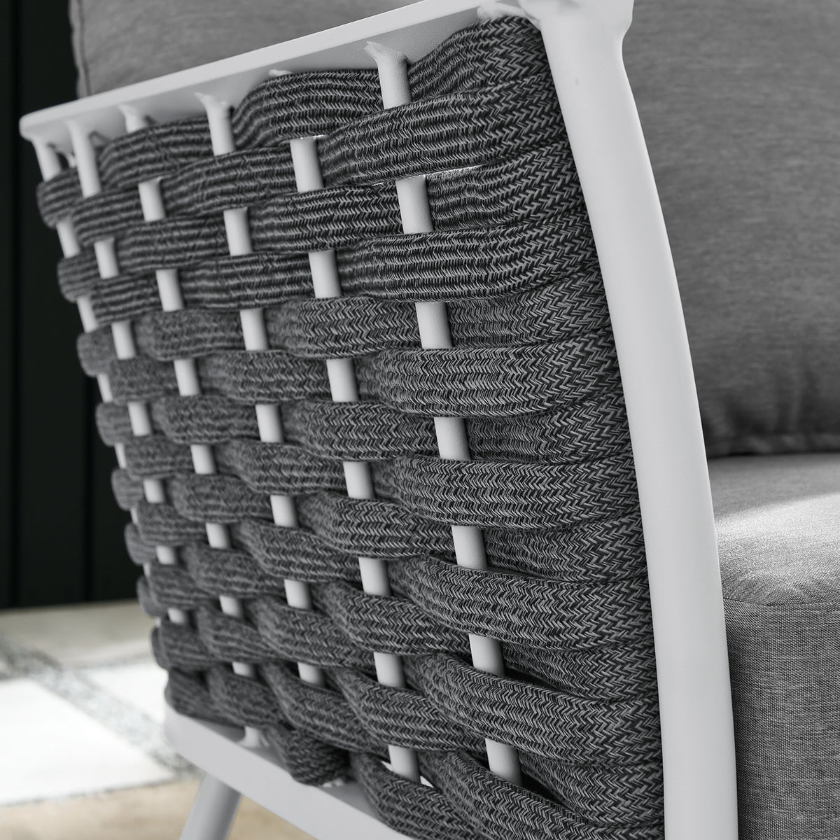 Stance Outdoor Patio Aluminum Left-Facing Armchair - White Gray