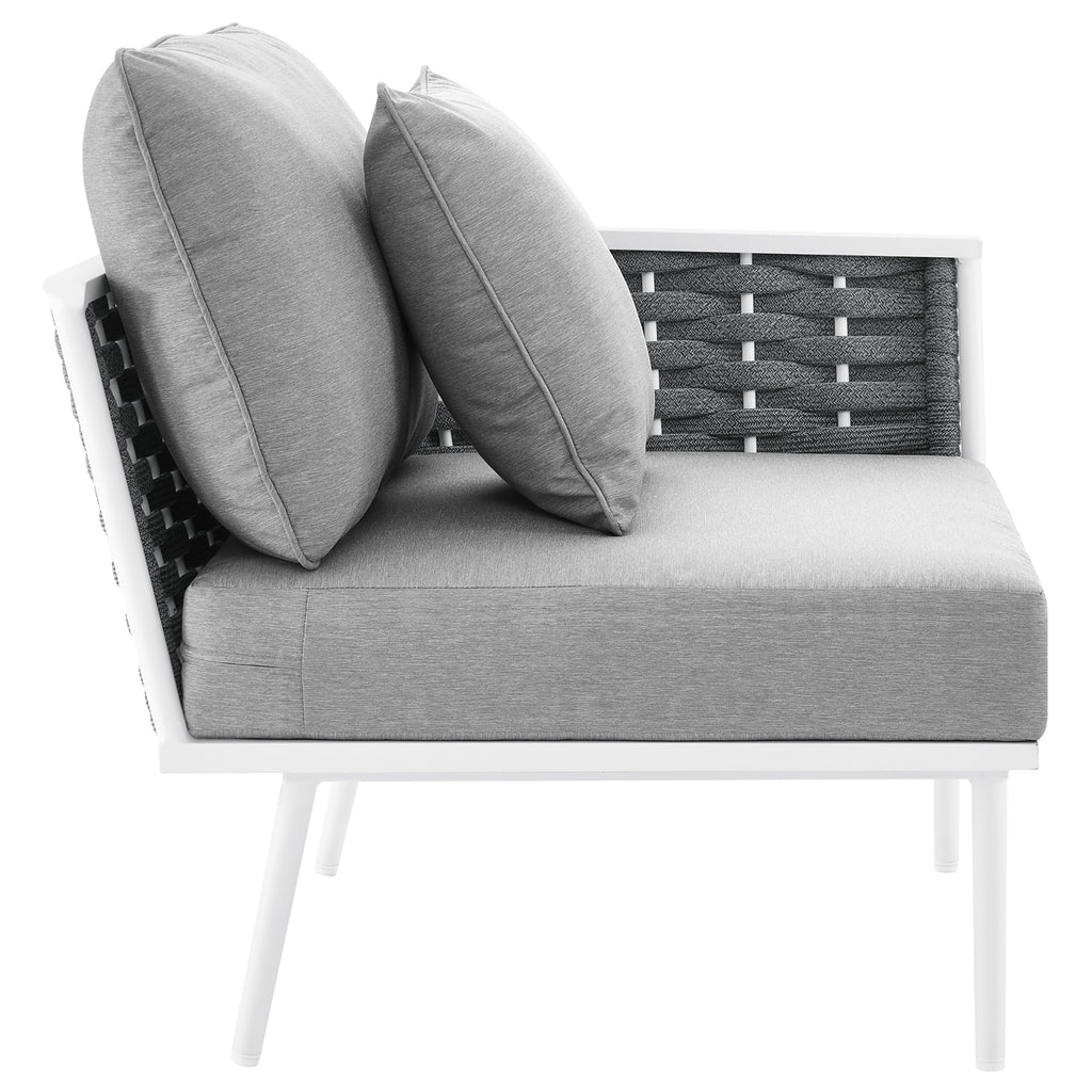 Stance Outdoor Patio Aluminum Right-Facing Armchair - White Gray