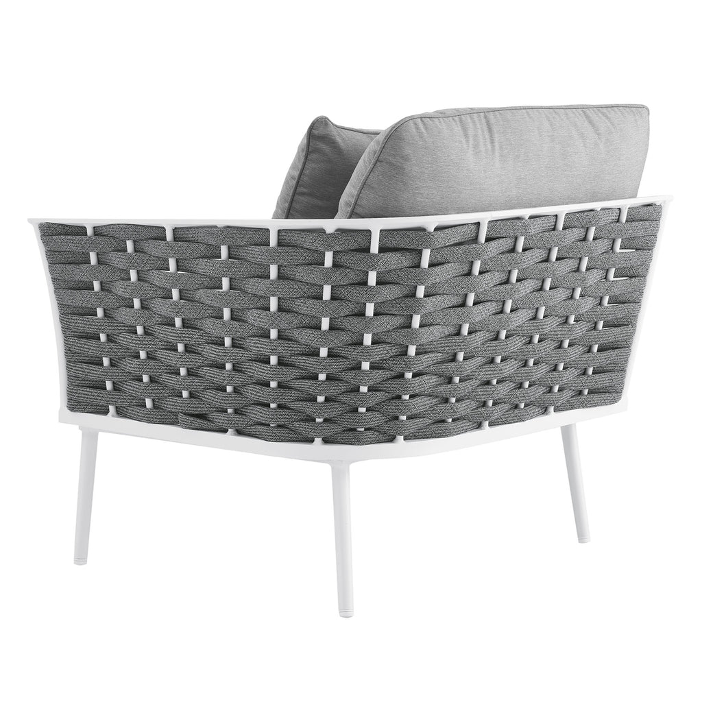 Stance Outdoor Patio Aluminum Right-Facing Armchair - White Gray