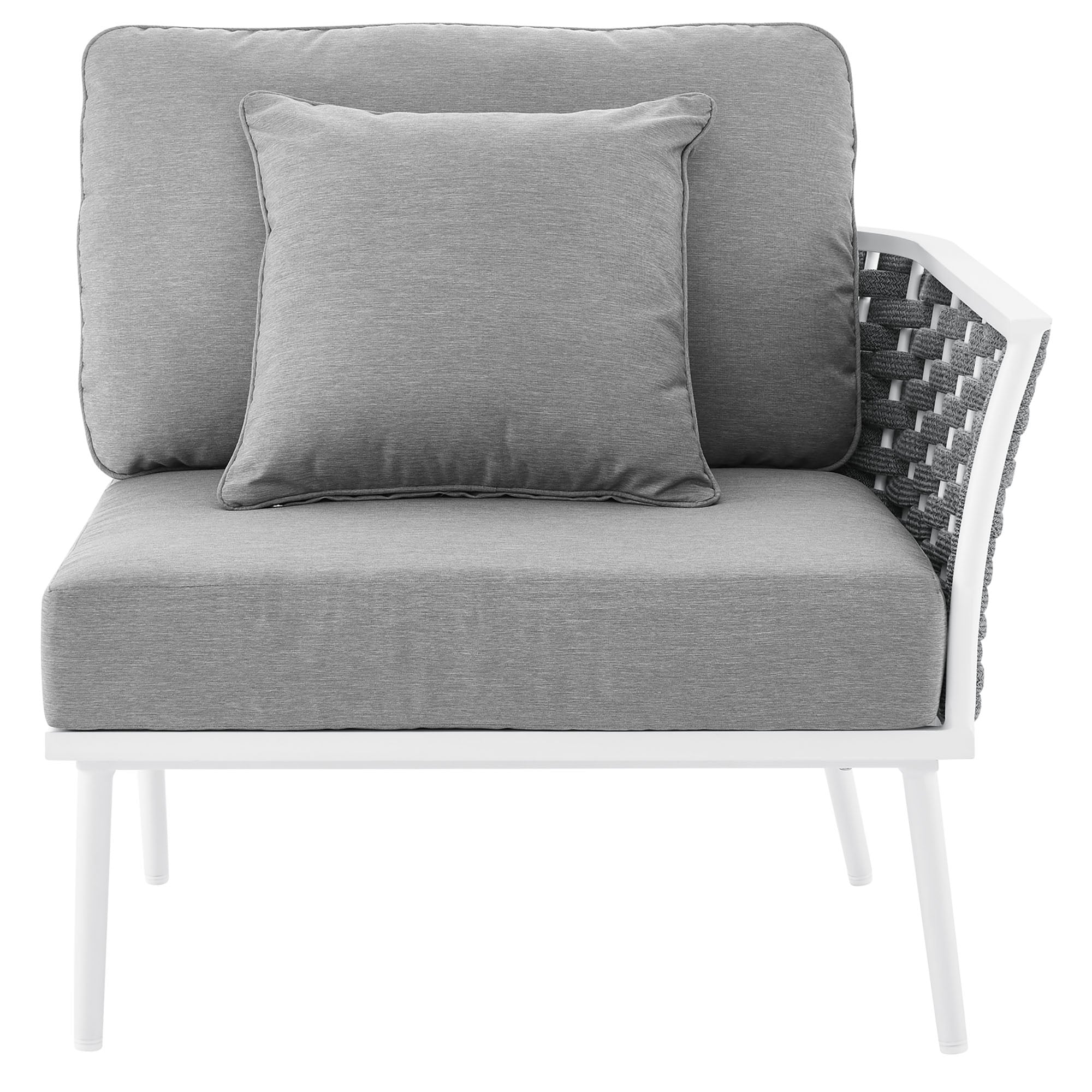 Stance Outdoor Patio Aluminum Right-Facing Armchair - White Gray