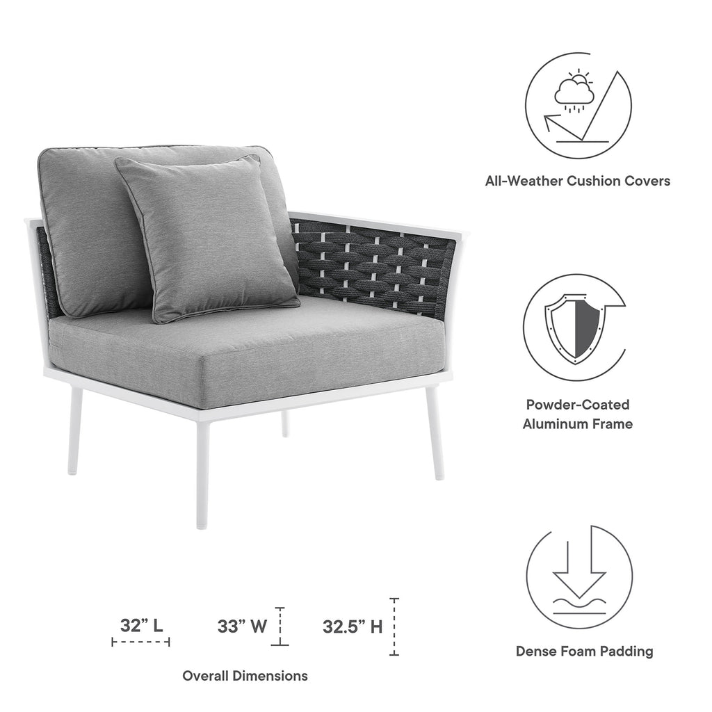 Stance Outdoor Patio Aluminum Right-Facing Armchair - White Gray