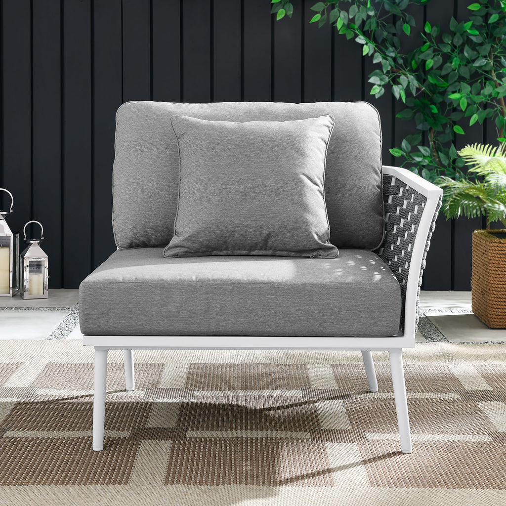 Stance Outdoor Patio Aluminum Right-Facing Armchair - White Gray