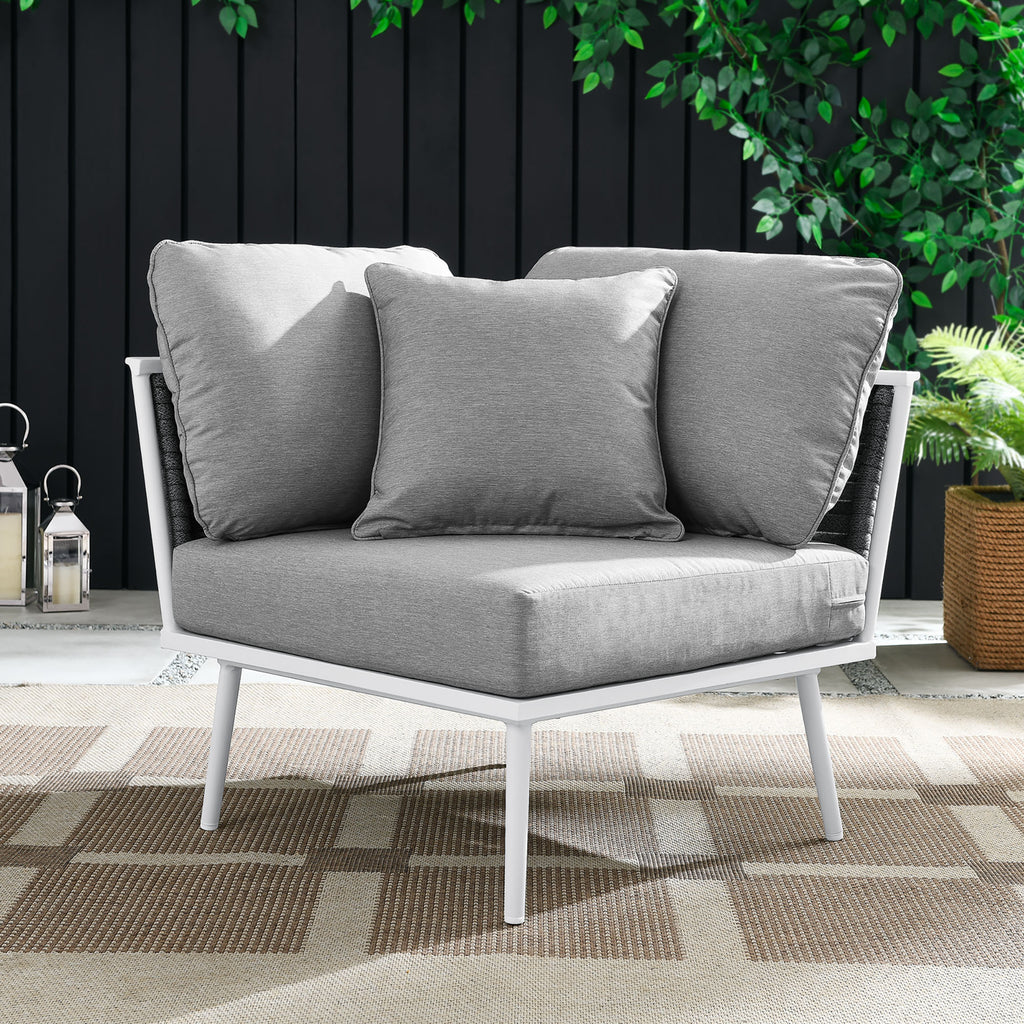 Stance Outdoor Patio Aluminum Corner Chair - White Gray