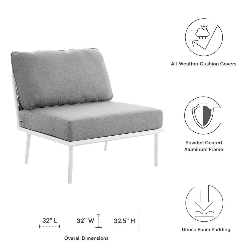 Stance Outdoor Patio Aluminum Armless Chair - White Gray