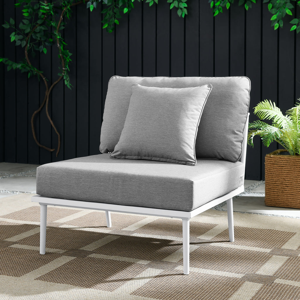 Stance Outdoor Patio Aluminum Armless Chair - White Gray