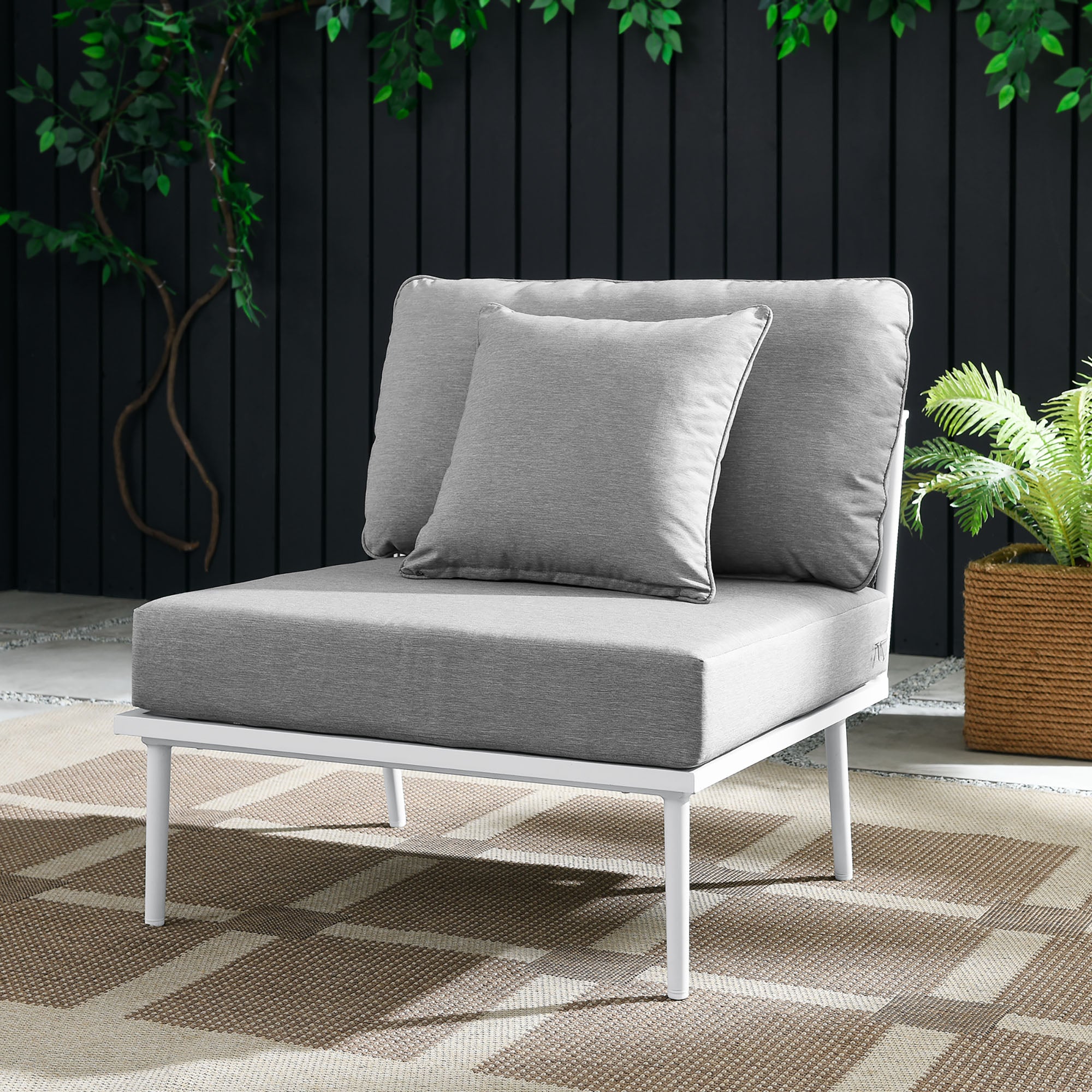 Stance Outdoor Patio Aluminum Armless Chair - White Gray