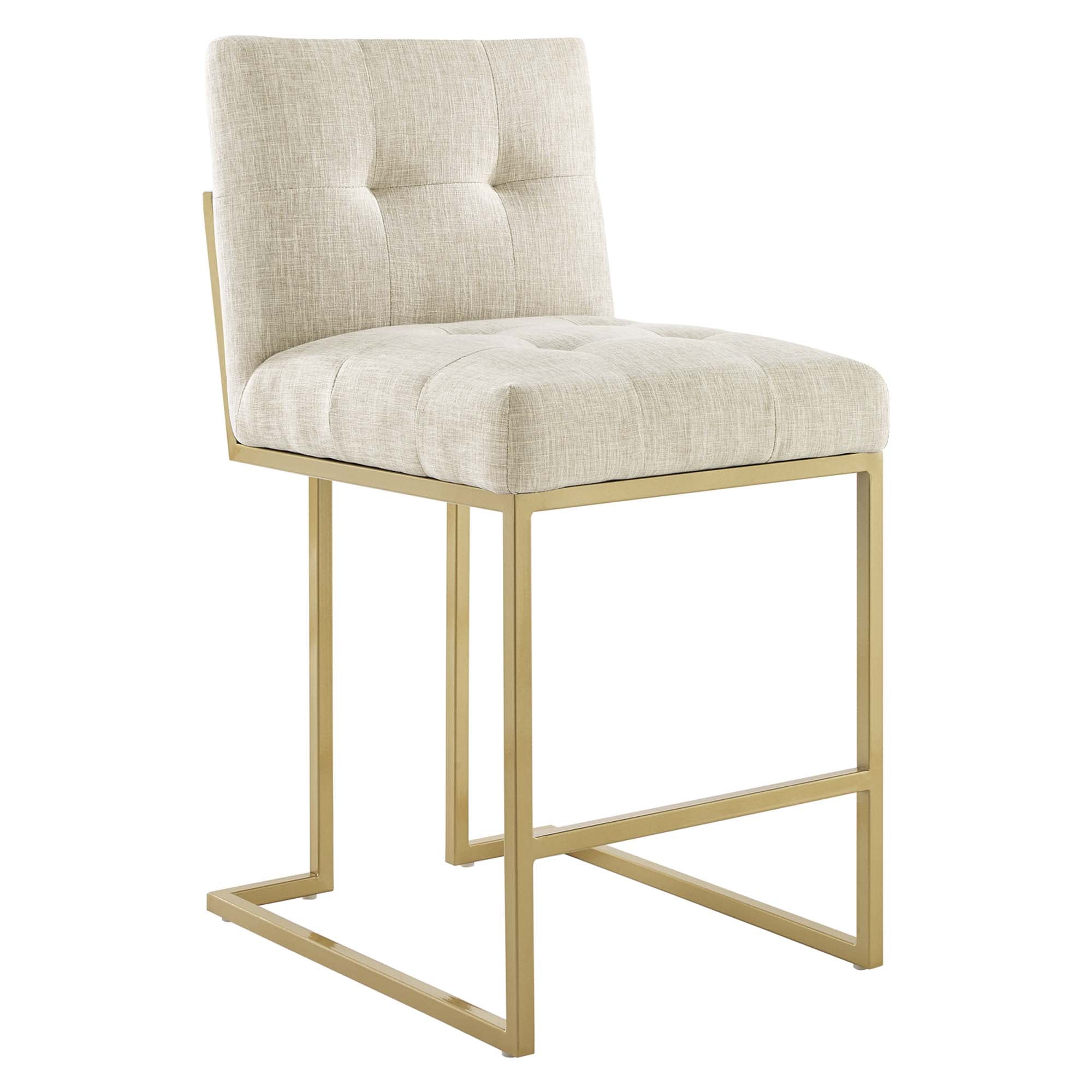 Privy Upholstered Fabric Counter Stool Set of 2 - Gold Beige