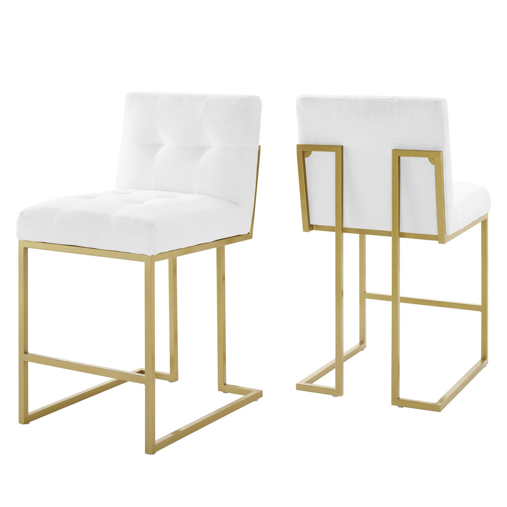Privy Upholstered Fabric Counter Stool Set of 2 - Gold White