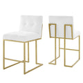 Privy Upholstered Fabric Counter Stool Set of 2 - Gold White