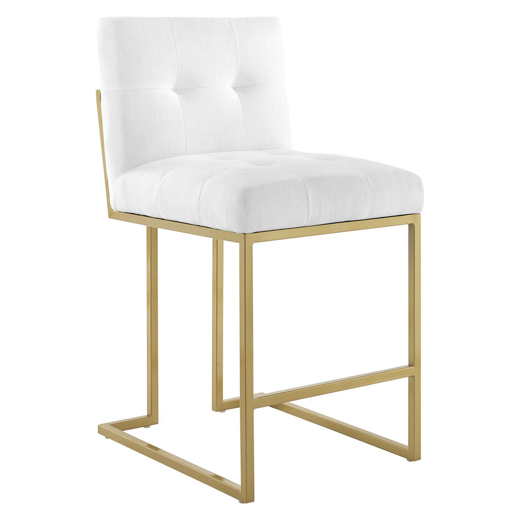 Privy Upholstered Fabric Counter Stool Set of 2 - Gold White