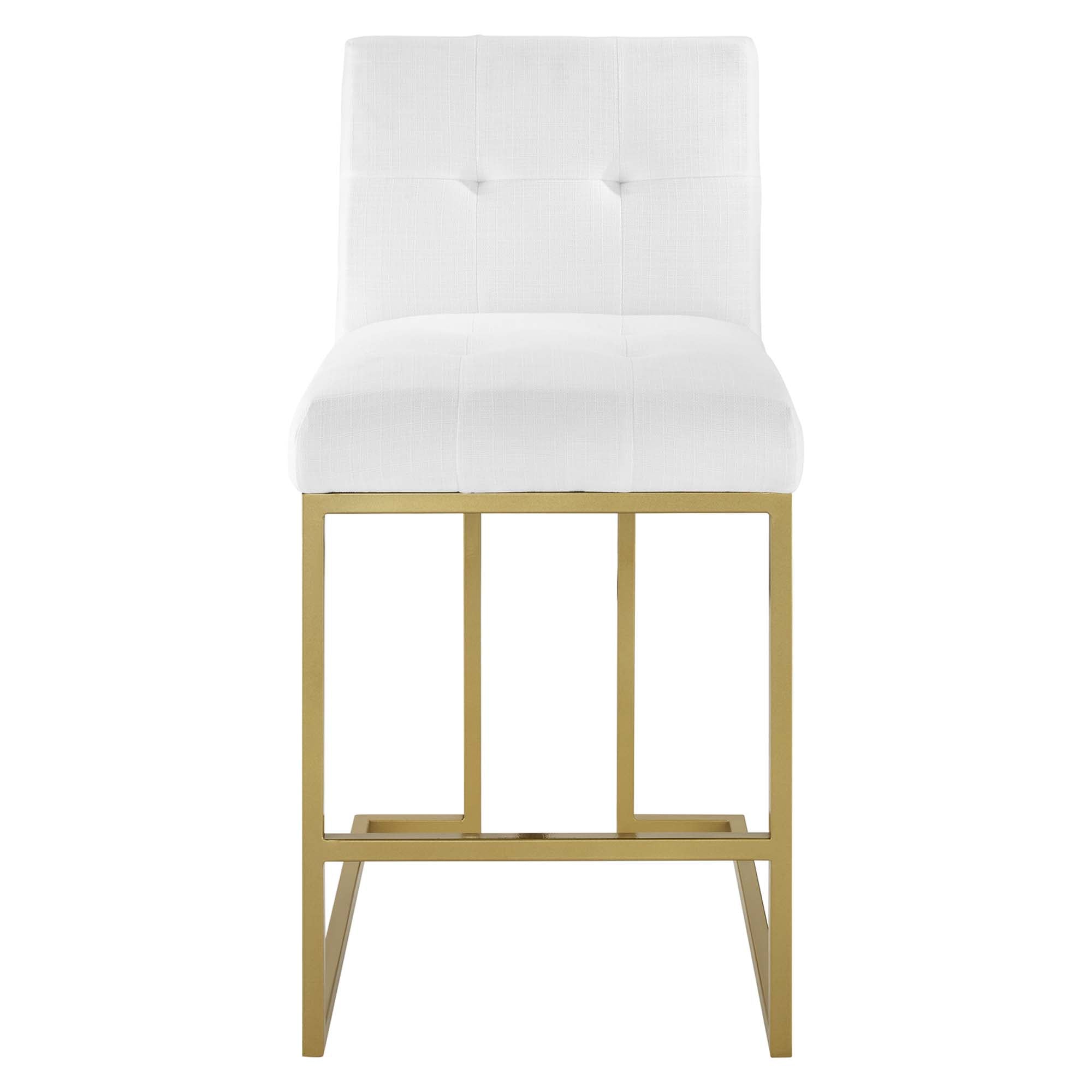 Privy Upholstered Fabric Counter Stool Set of 2 - Gold White