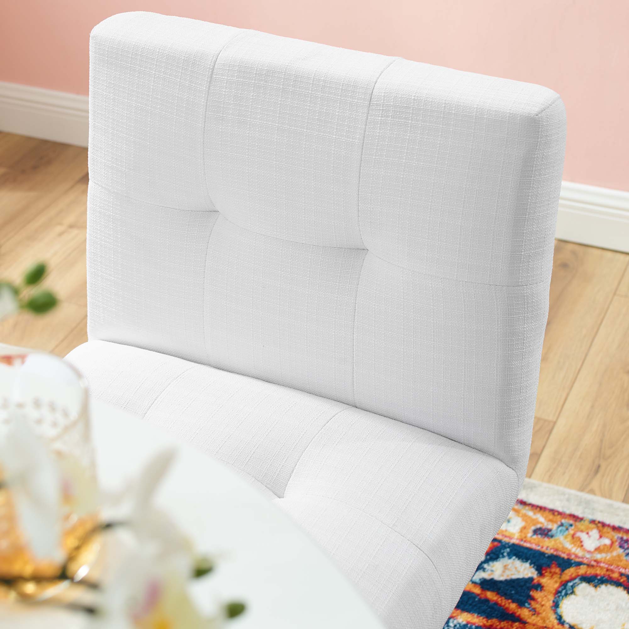Privy Upholstered Fabric Counter Stool Set of 2 - Gold White