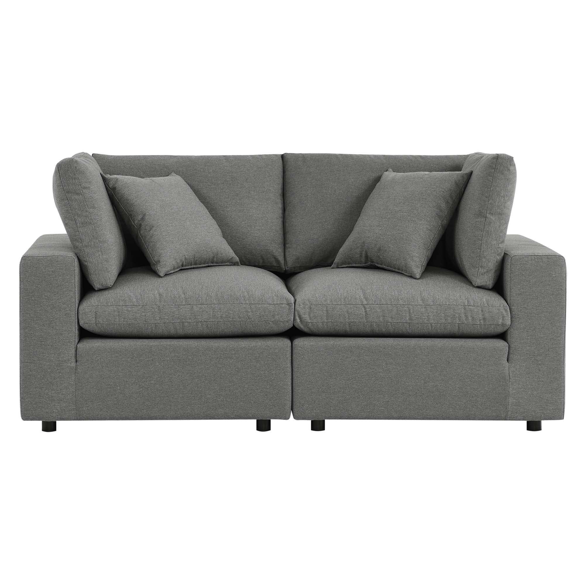 Commix Overstuffed Outdoor Patio Loveseat - Charcoal