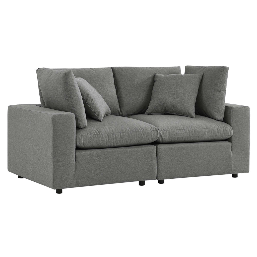 Commix Overstuffed Outdoor Patio Loveseat - Charcoal