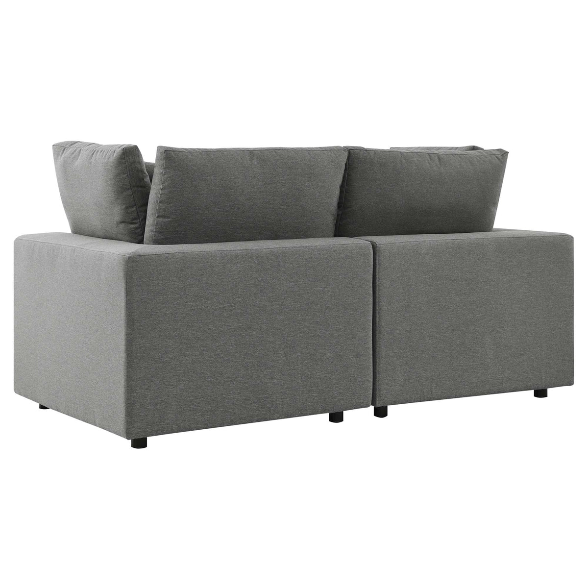 Commix Overstuffed Outdoor Patio Loveseat - Charcoal