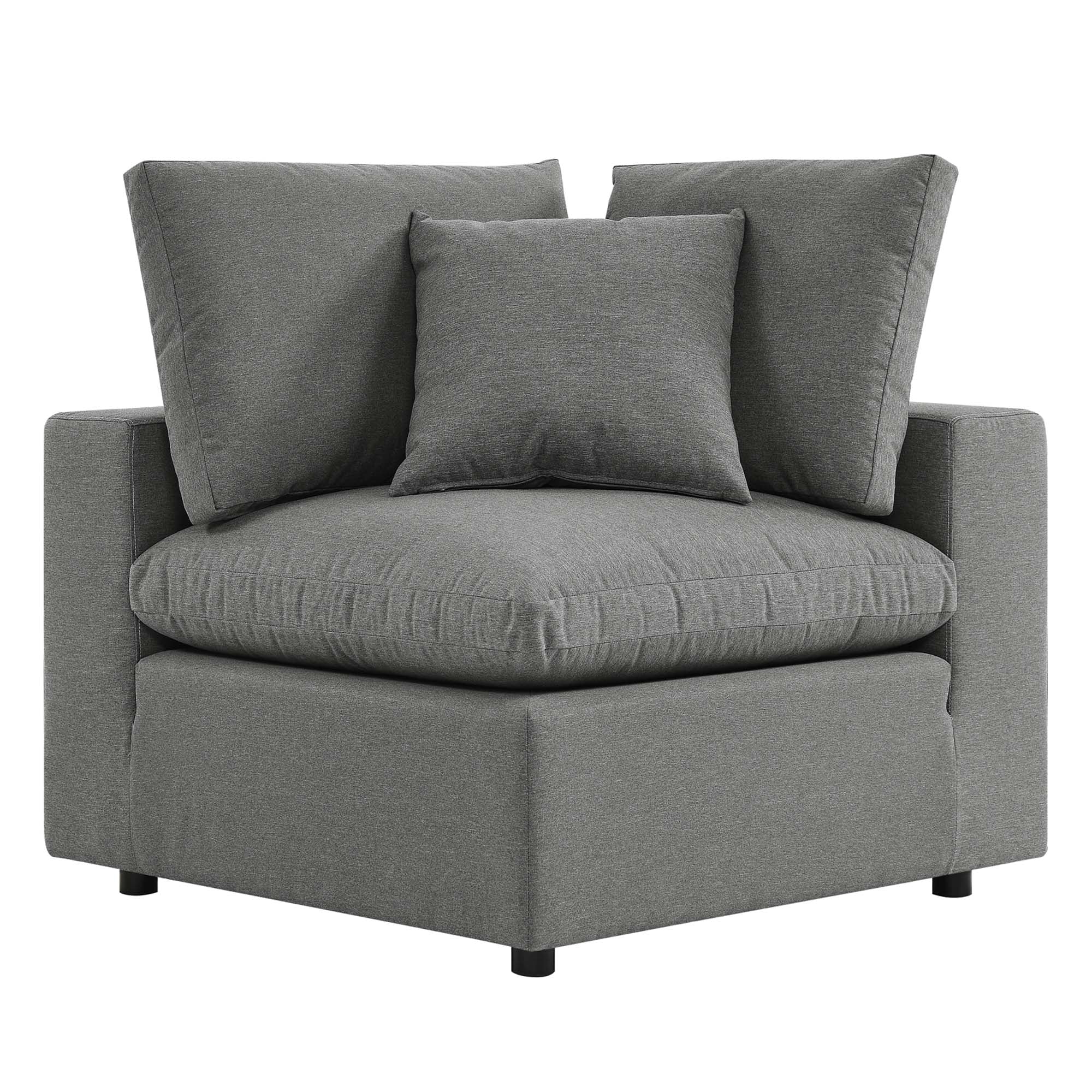 Commix Overstuffed Outdoor Patio Loveseat - Charcoal