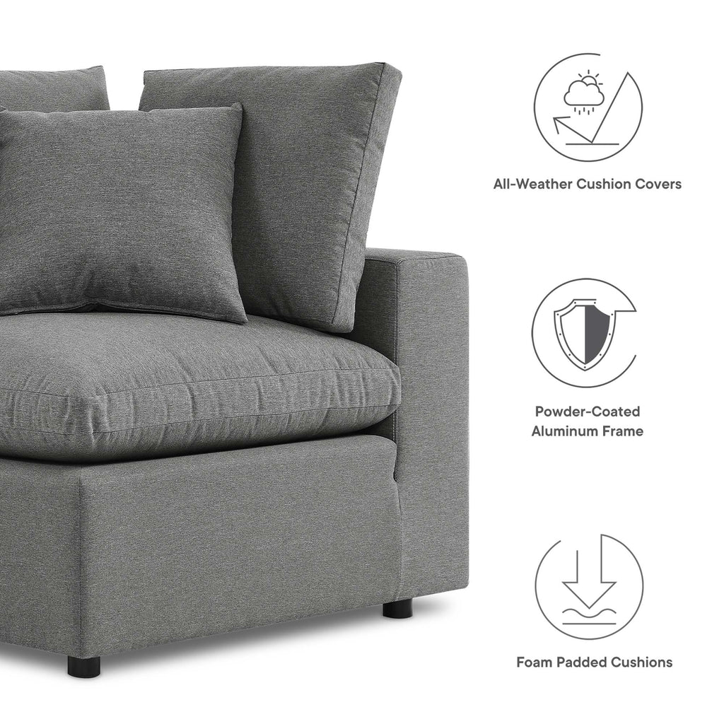 Commix Overstuffed Outdoor Patio Loveseat - Charcoal