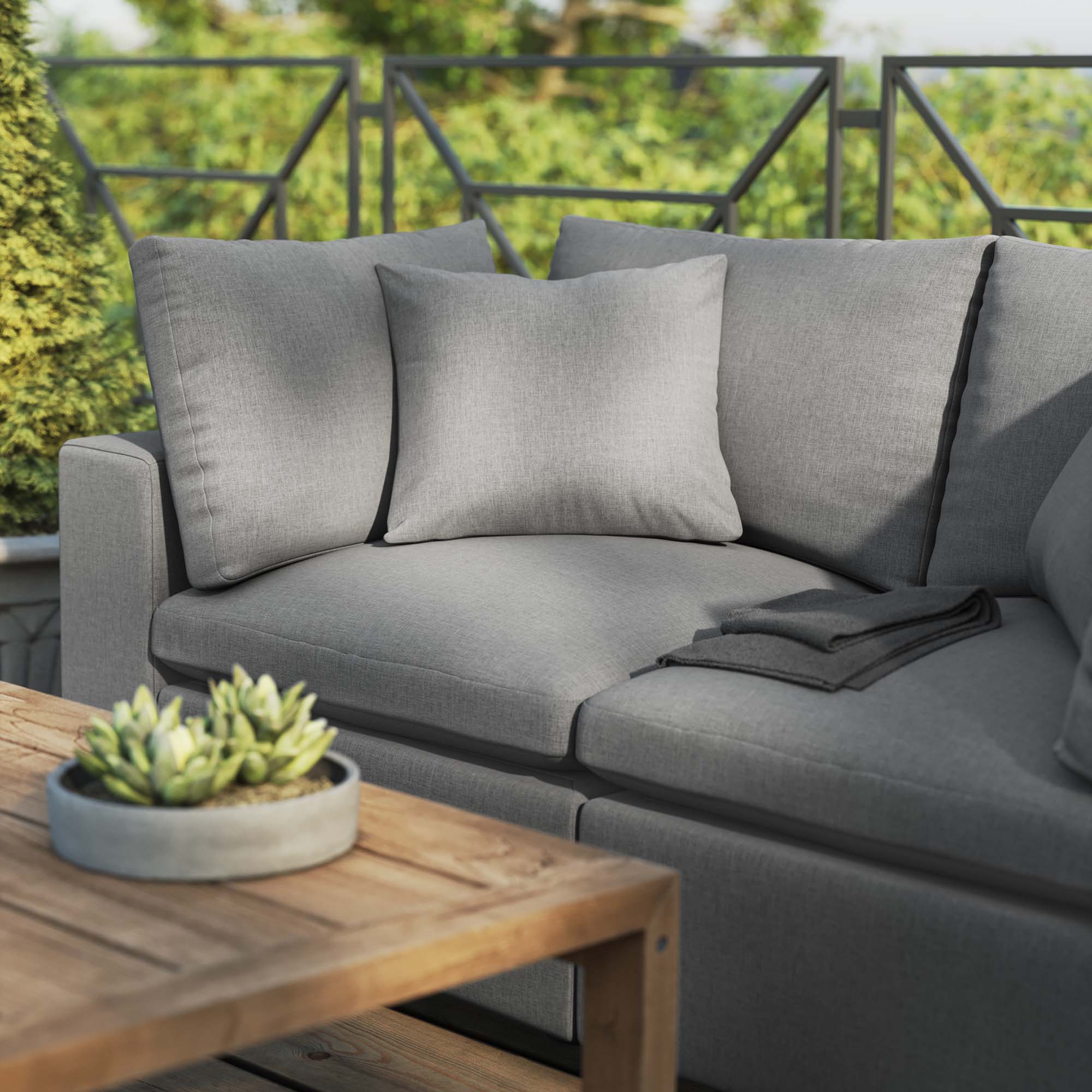 Commix Overstuffed Outdoor Patio Loveseat - Charcoal