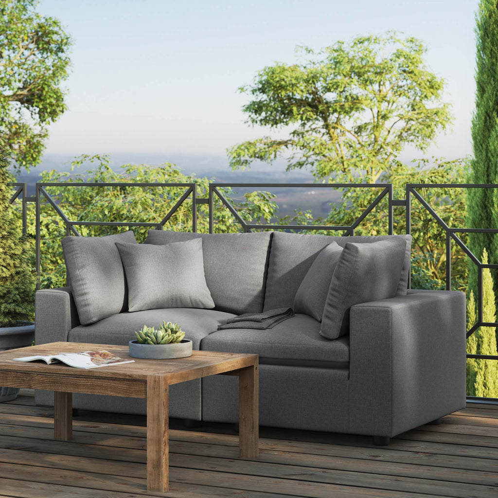 Commix Overstuffed Outdoor Patio Loveseat - Charcoal