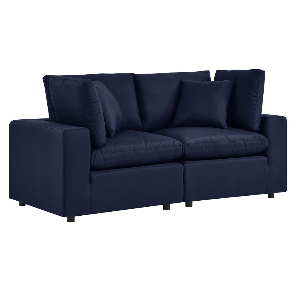 Commix Overstuffed Outdoor Patio Loveseat - Navy