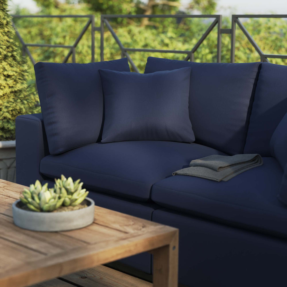 Commix Overstuffed Outdoor Patio Loveseat - Navy