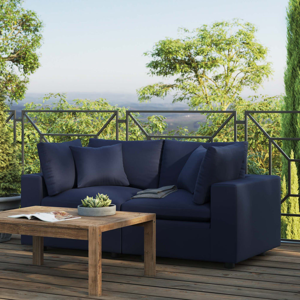 Commix Overstuffed Outdoor Patio Loveseat - Navy