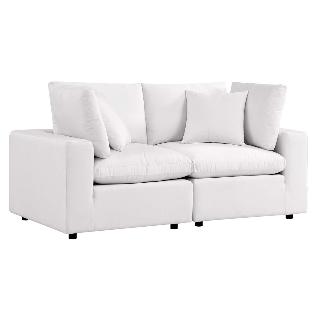 Commix Overstuffed Outdoor Patio Loveseat - White