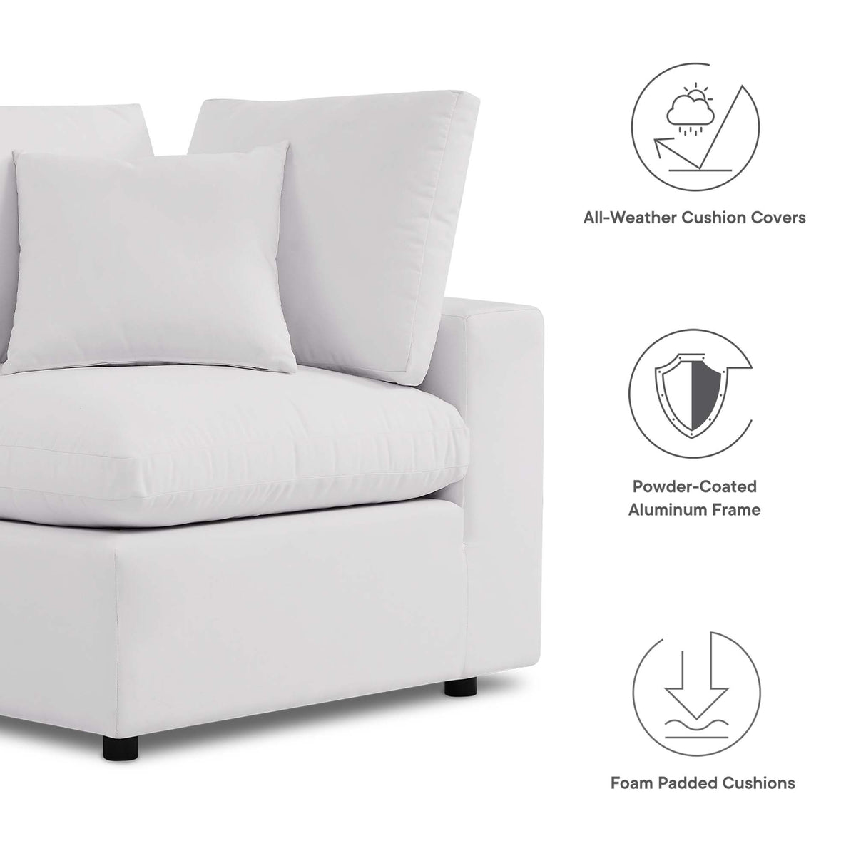 Commix Overstuffed Outdoor Patio Loveseat - White